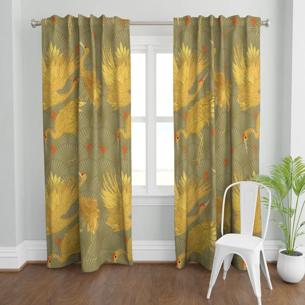 Art Deco Golden Japanese Curtain Panel - Gold product