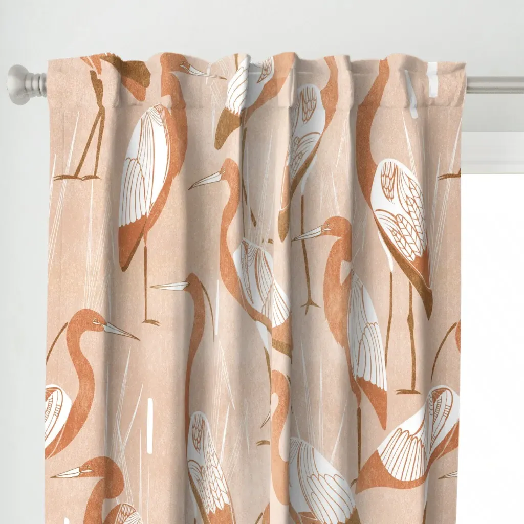 Art Deco Great Egret Curtain Panel alternate view