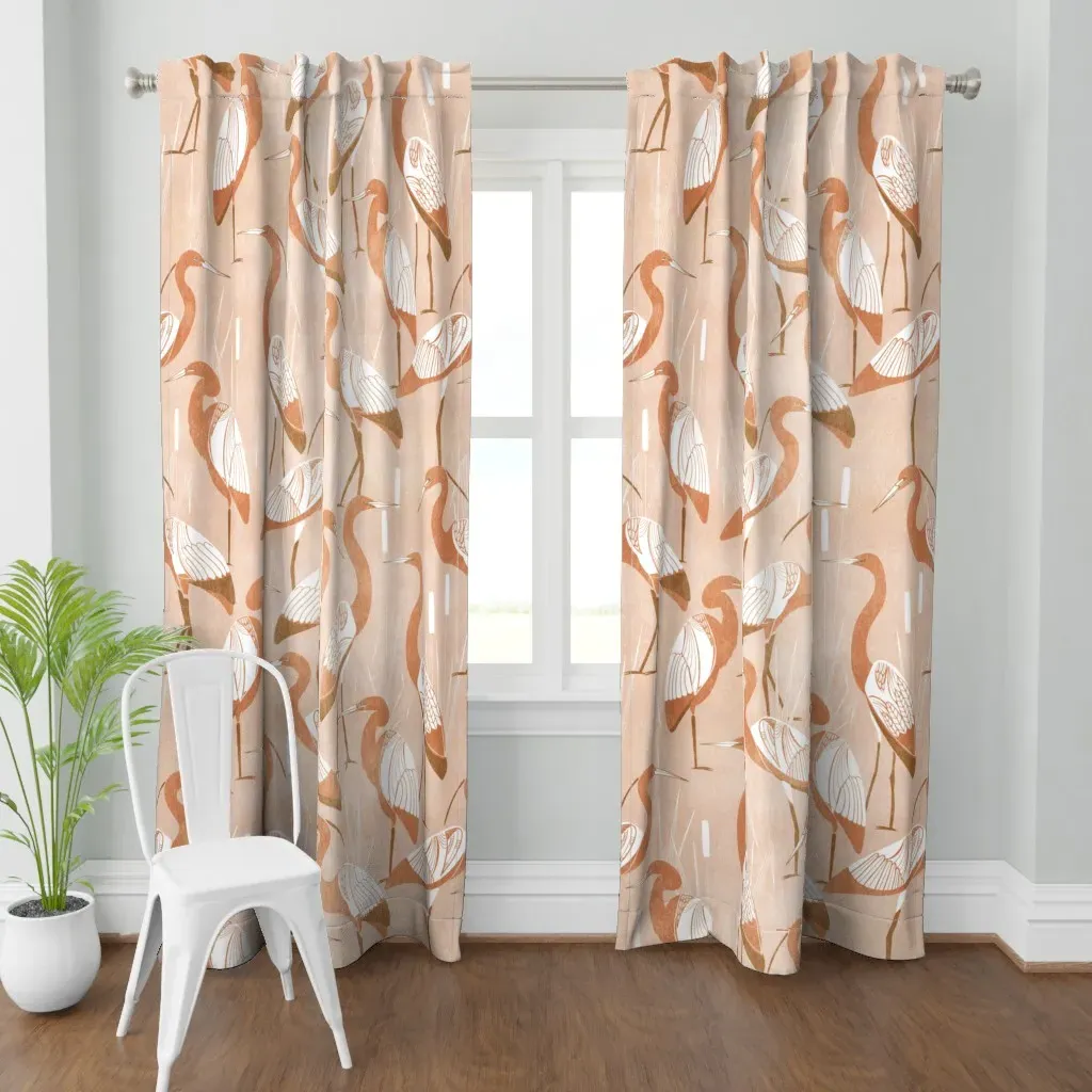 Art Deco Great Egret Curtain Panel product