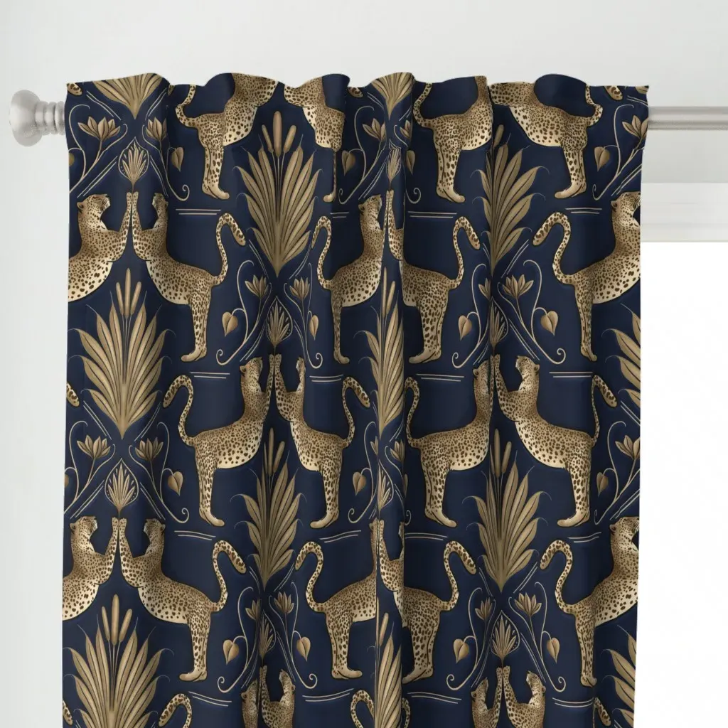 Art Deco Jungle Curtain Panel - Gold alternate view
