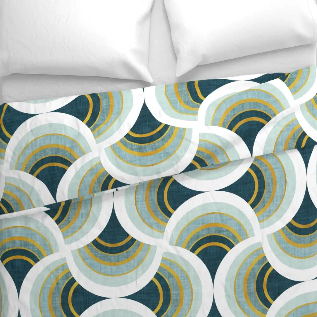 Art Deco Large Jumbo Scale Duvet Cover - Teal alternate view