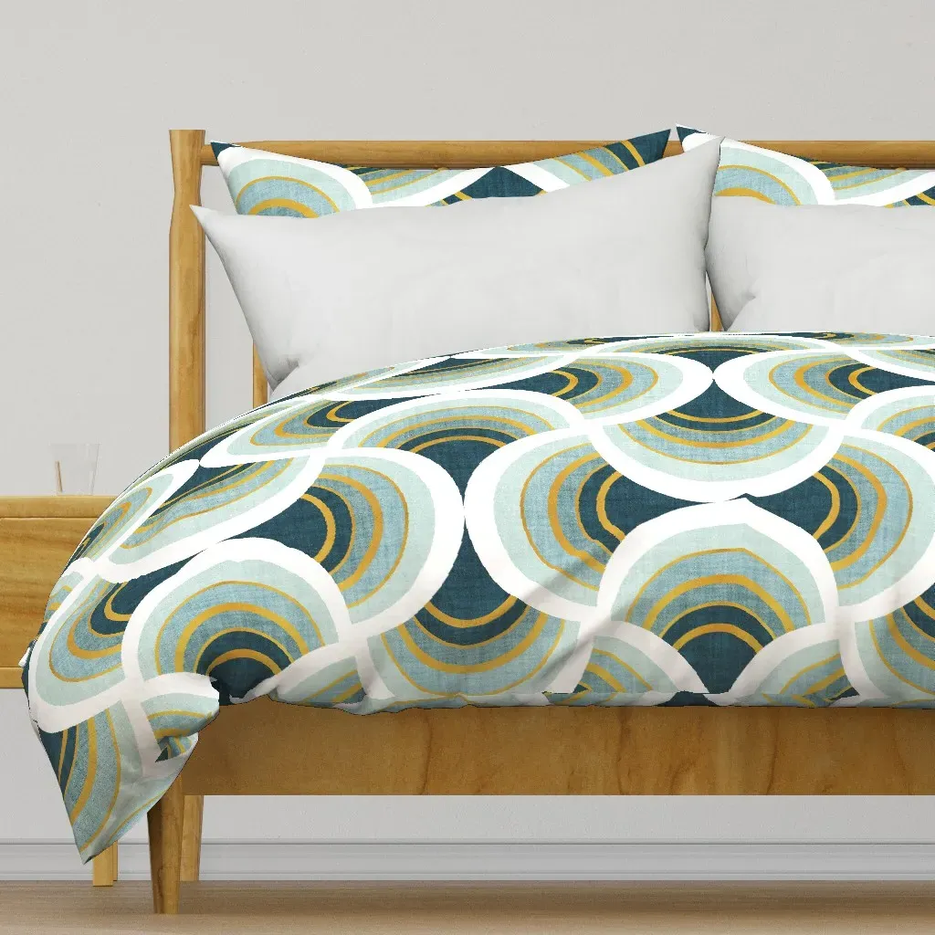 Art Deco Large Jumbo Scale Duvet Cover - Teal product