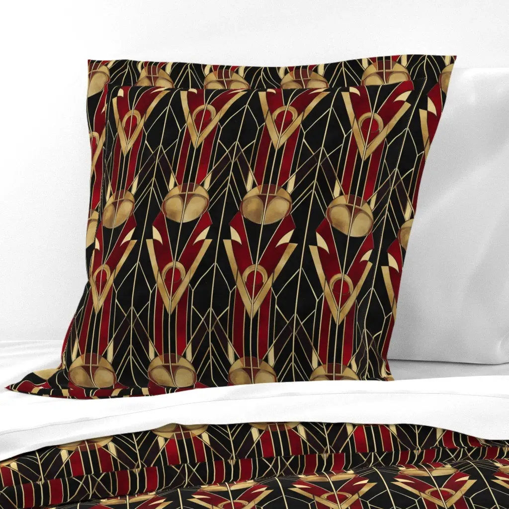 Art Deco Luxe Geometric Euro Pillow Sham - Burgundy product