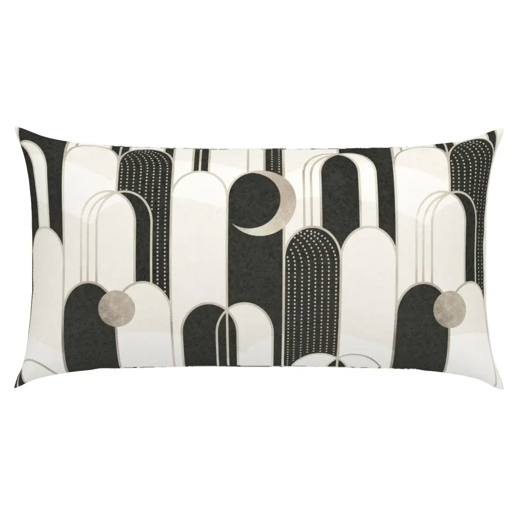Art Deco Moons And Waterfall King Pillow Sham - Black, White And Gold product