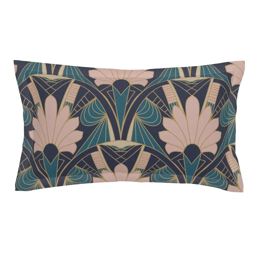 Art Deco Motifs King Pillow Sham - Dusty Rose product
