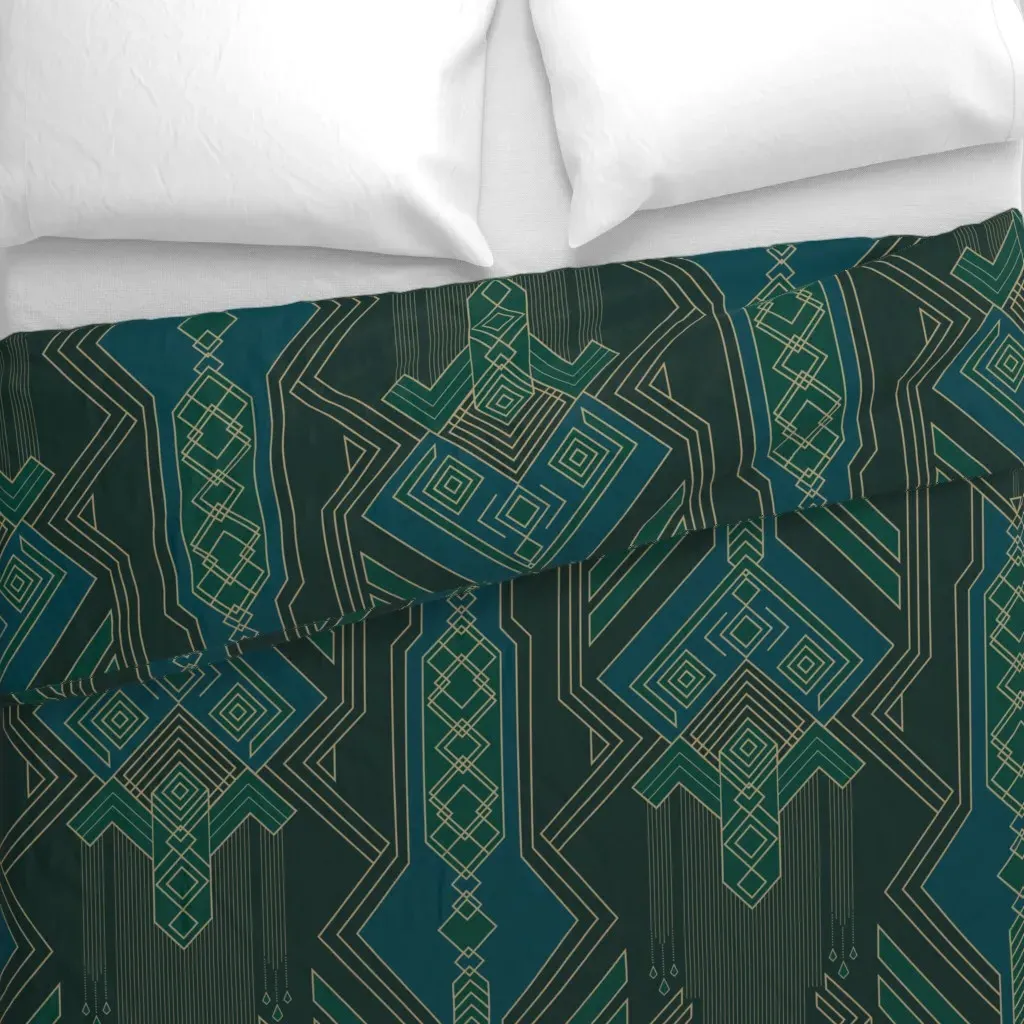 Art Deco Noir Duvet Cover - Teal alternate view