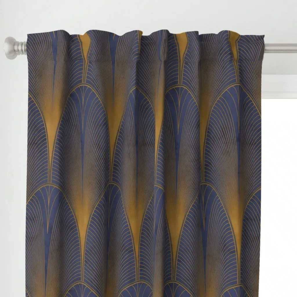 Art Deco Nouveau Bursts Curtain Panel - Gold alternate view