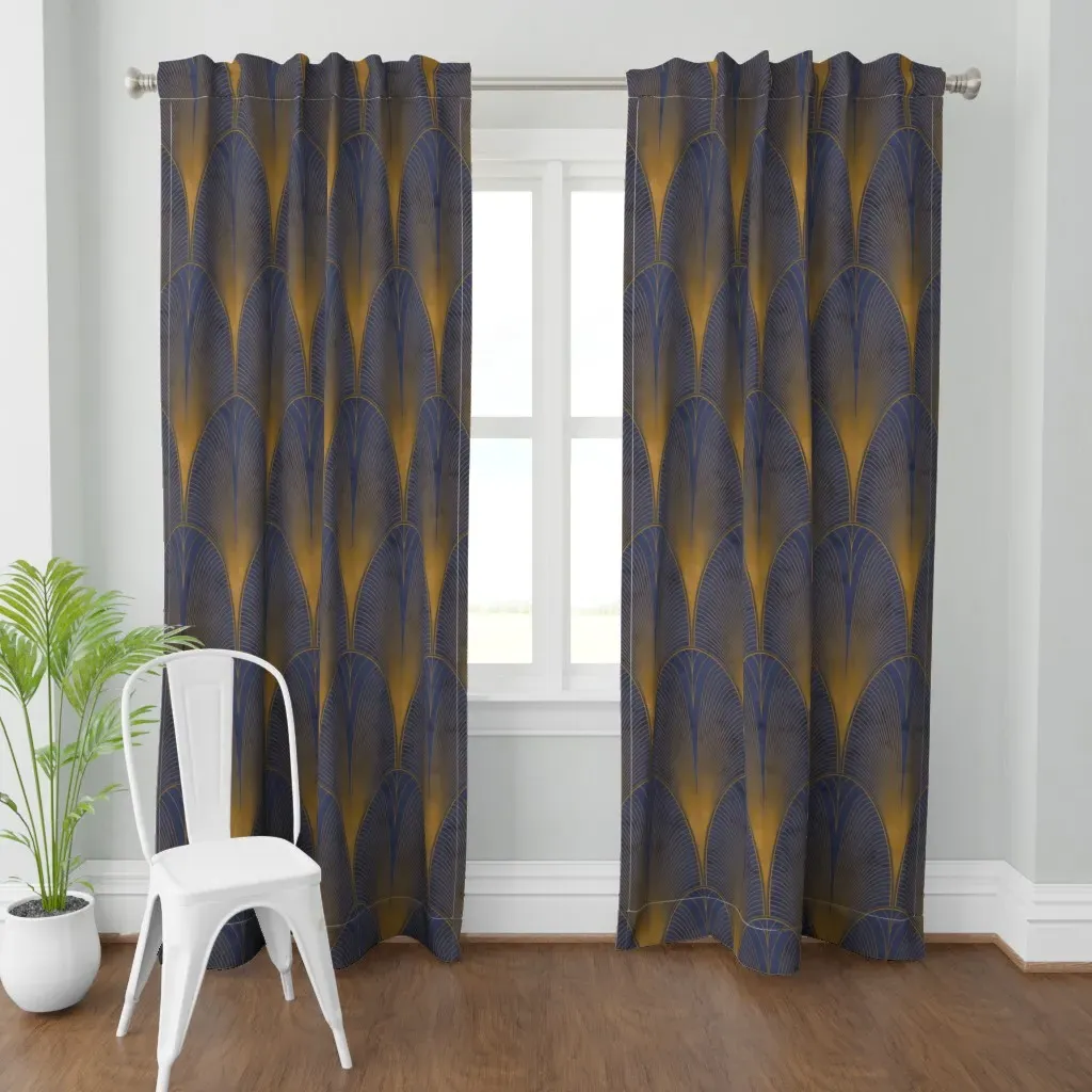 Art Deco Nouveau Bursts Curtain Panel - Gold product
