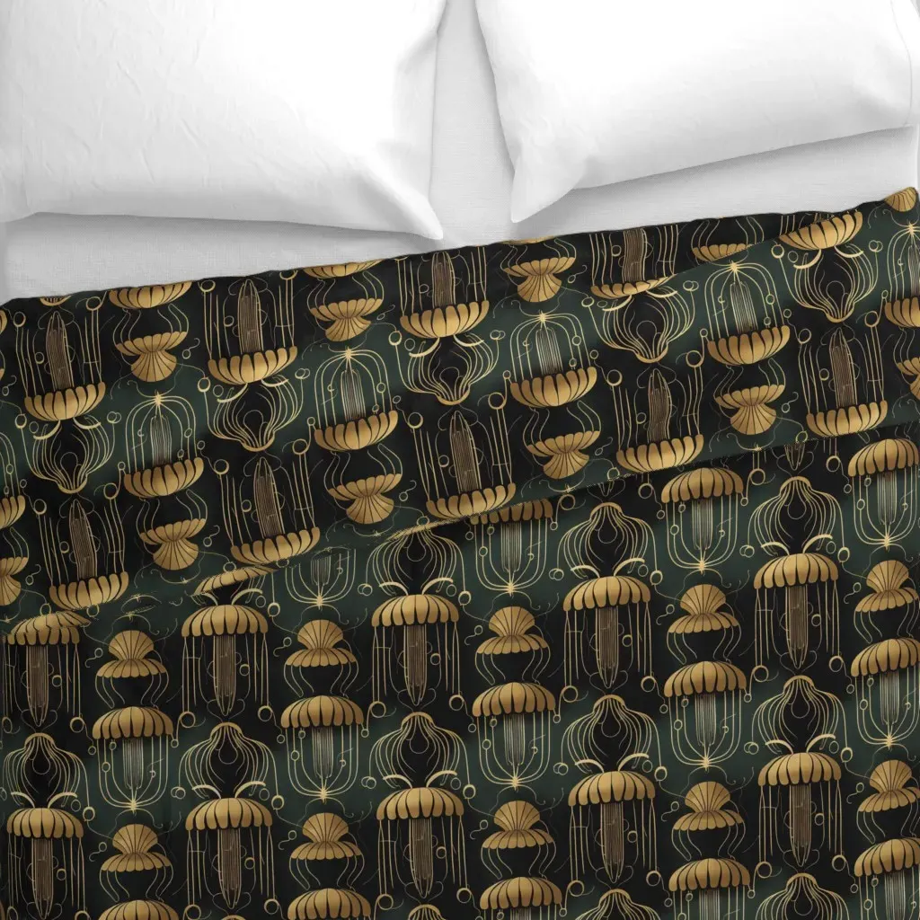 Art Deco Octopus Duvet Cover - Gold alternate view