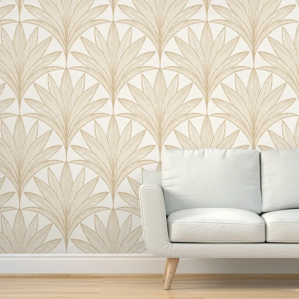 Art Deco Palm Leaf Scallop Peel and Stick Wallpaper - Gold product