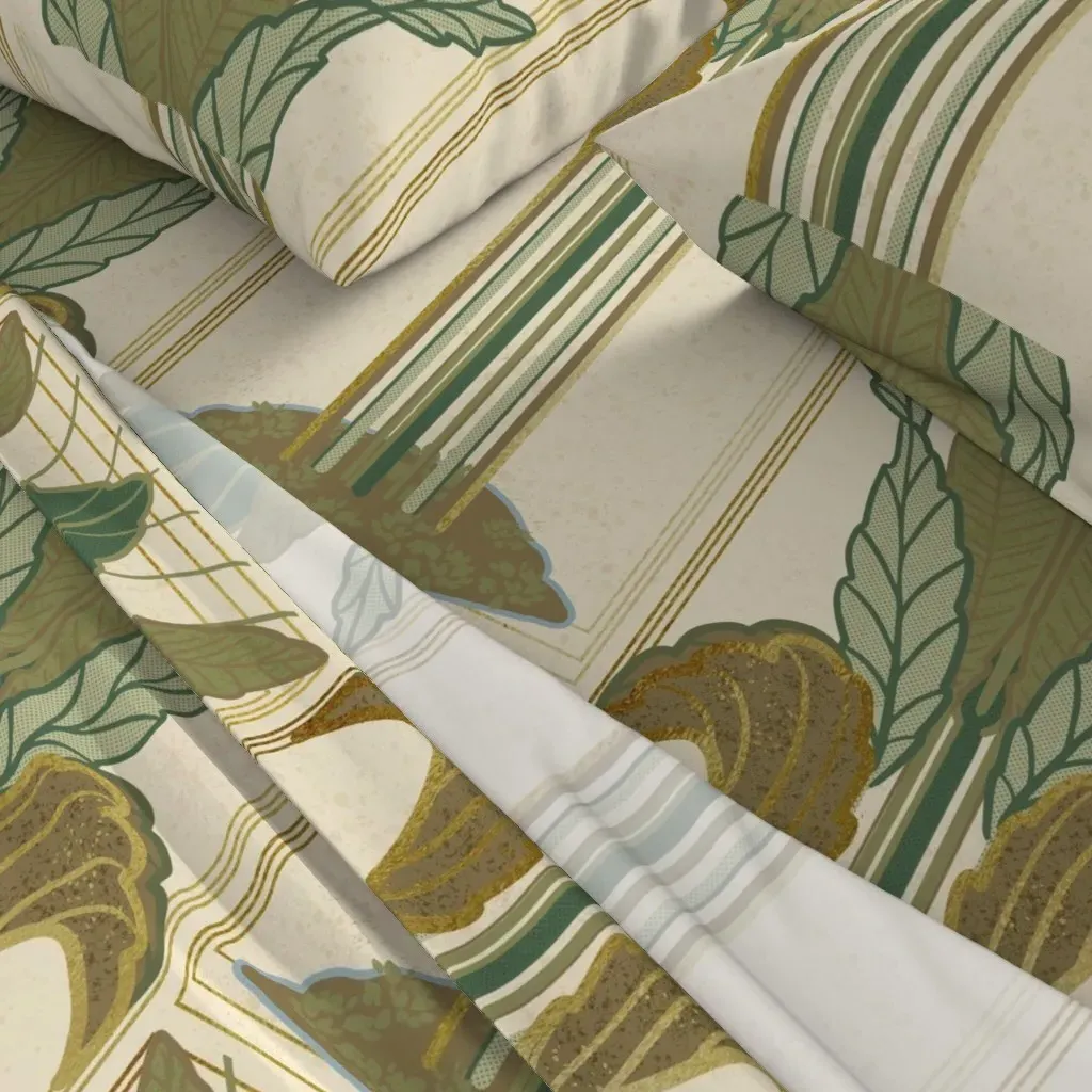 Art Deco Palm Trees Cal King Sheet Set - Gold, Cream alternate view