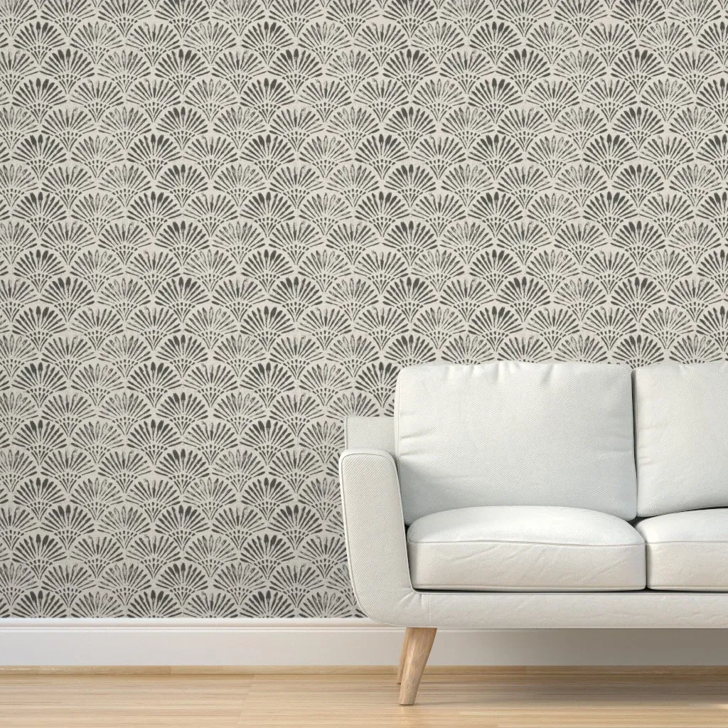 Art Deco Peel and Stick Wallpaper 2' x 12' - Charcoal, Papyrus product