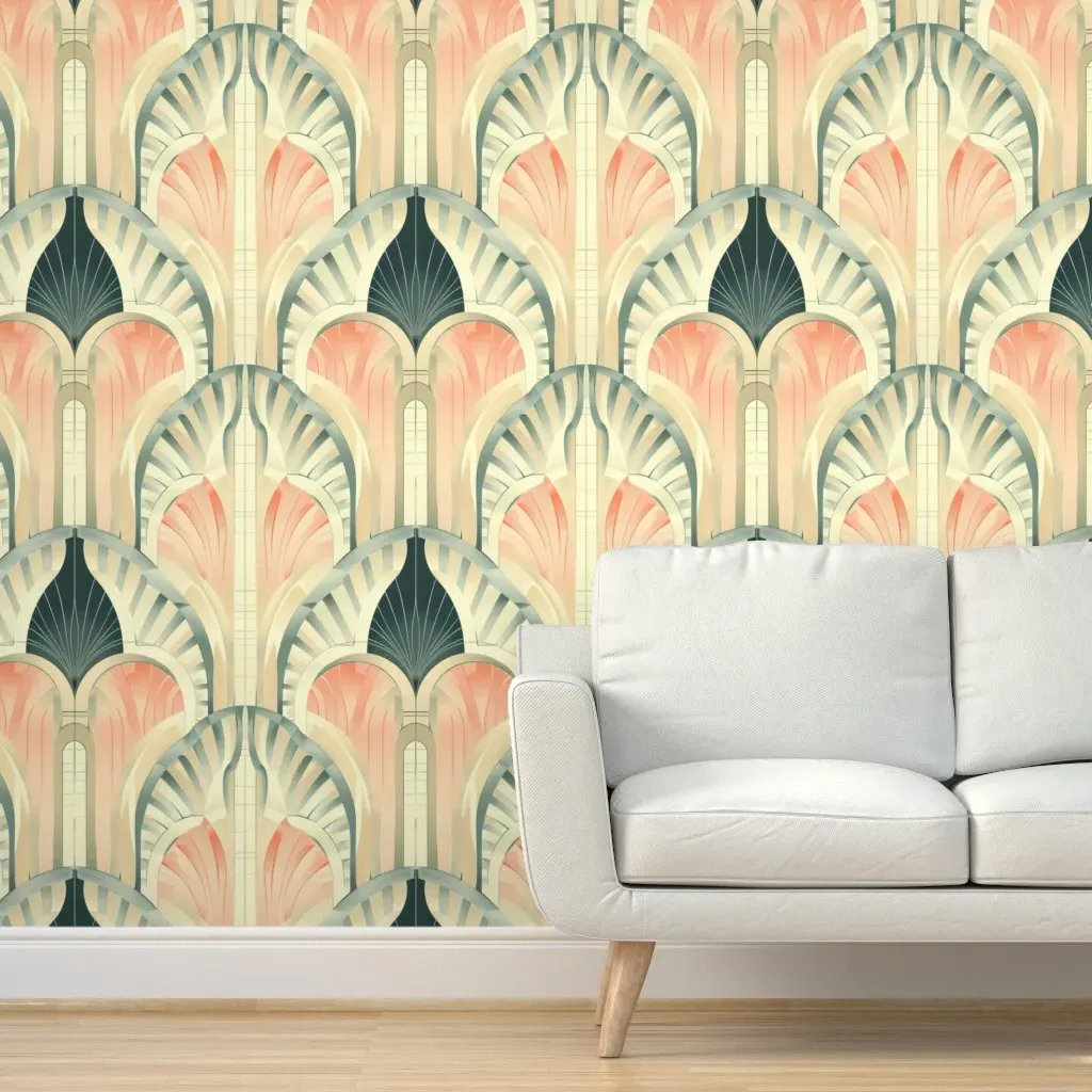 Art Deco Peel and Stick Wallpaper Removable - Peach product