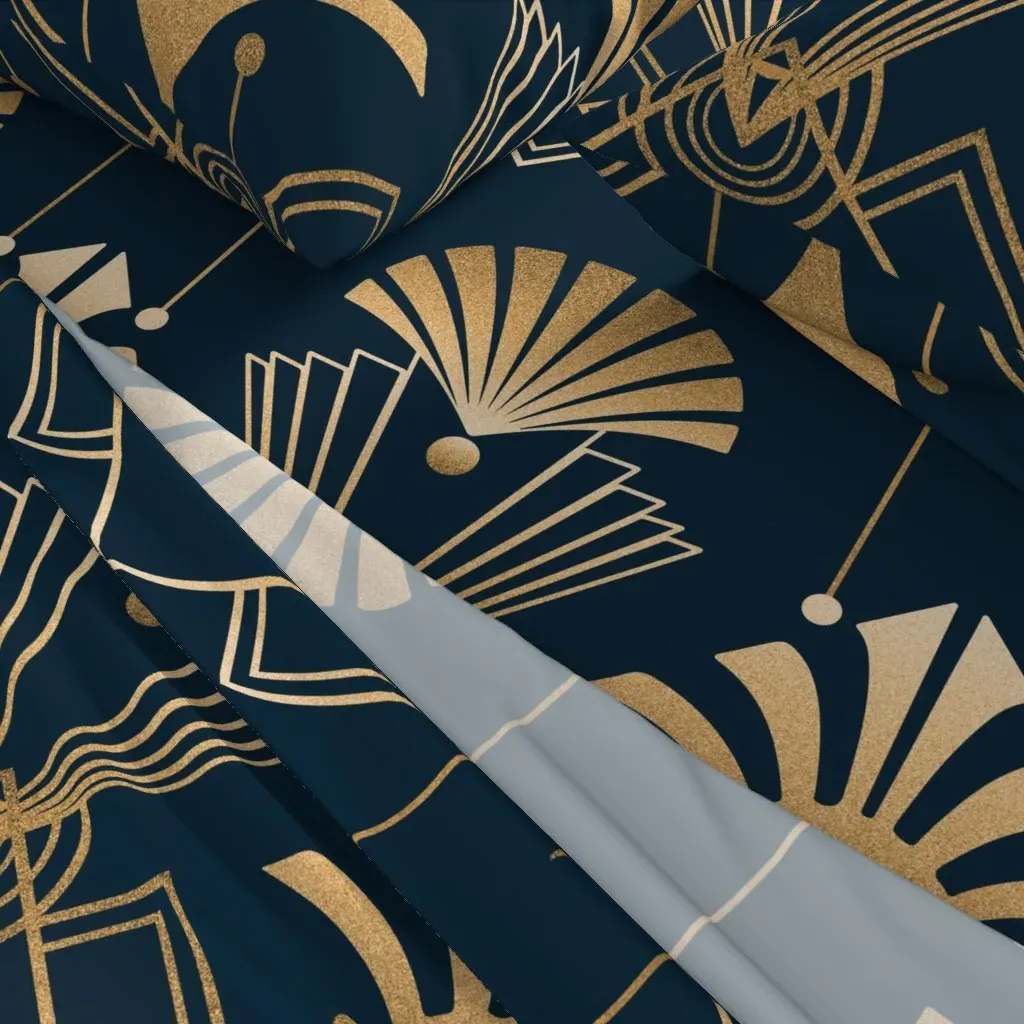 Art Deco Retro Cal King Sheet Set - Gold alternate view
