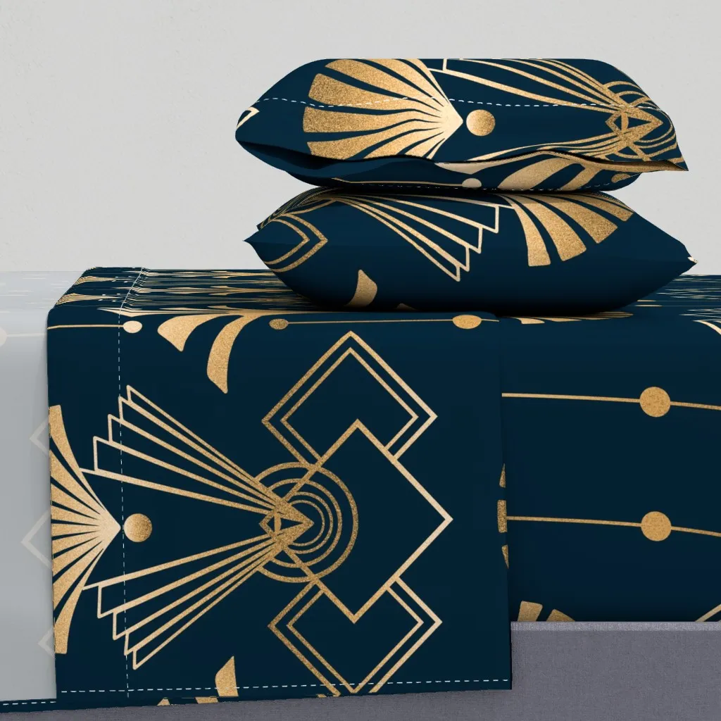 Art Deco Retro Cal King Sheet Set - Gold product