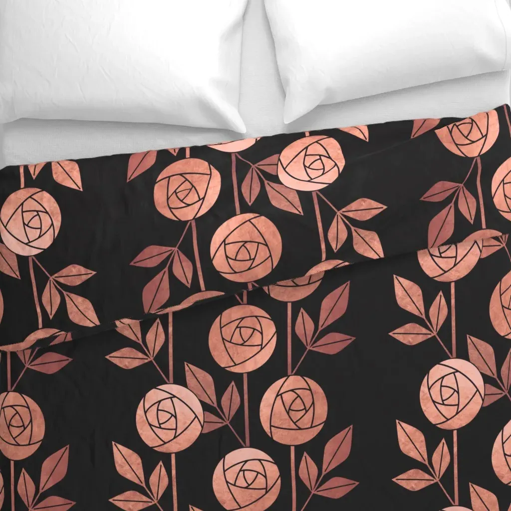 Art Deco Roses Duvet Cover - Rose Gold alternate view
