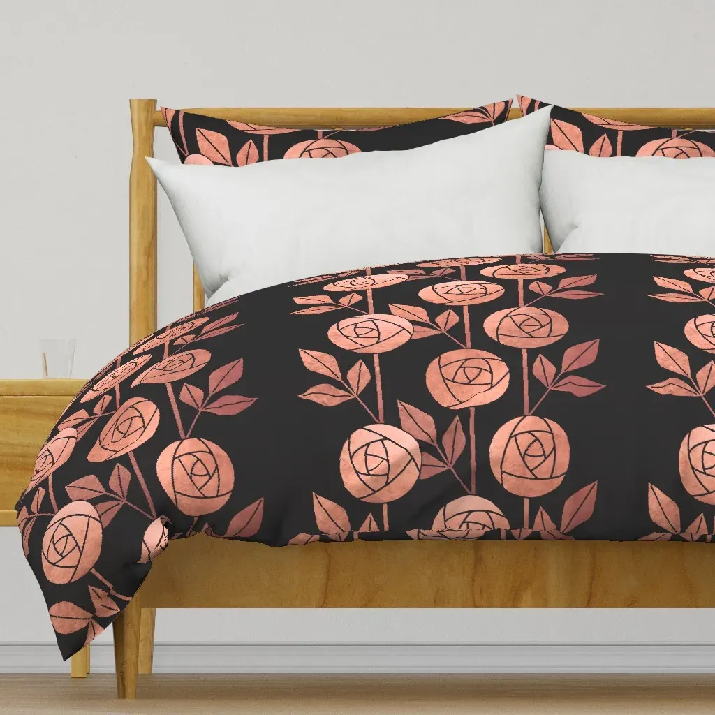 Art Deco Roses Duvet Cover - Rose Gold product