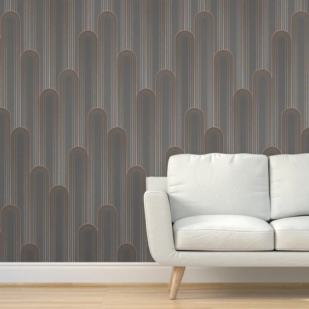 Art Deco Rounded Columns Peel and Stick Wallpaper - Dark Grey product