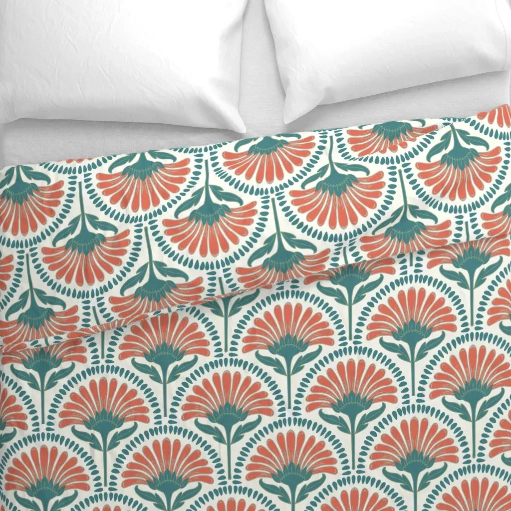 Art Deco Scallop Duvet Cover - Coral alternate view