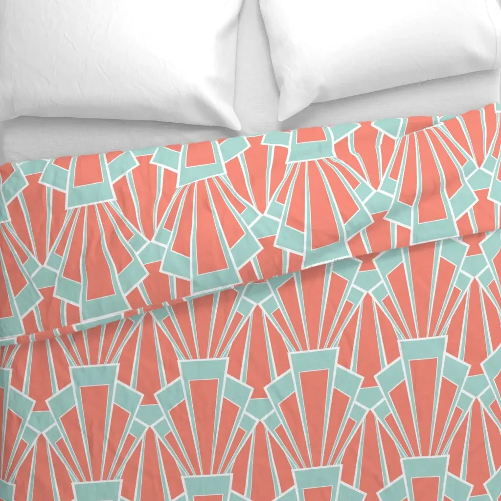Art Deco Scallop Duvet Cover - Coral alternate view