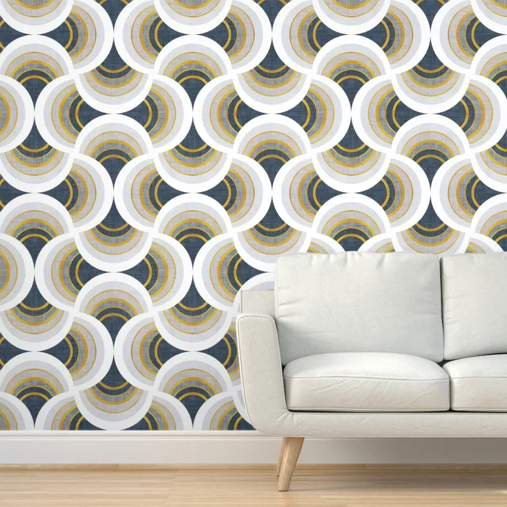 Art Deco Scallop Peel and Stick Wallpaper - Grey, Gold product