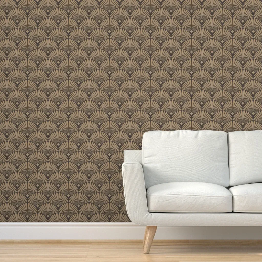 Art Deco Scallop Silhouette Peel and Stick Wallpaper - Tan product