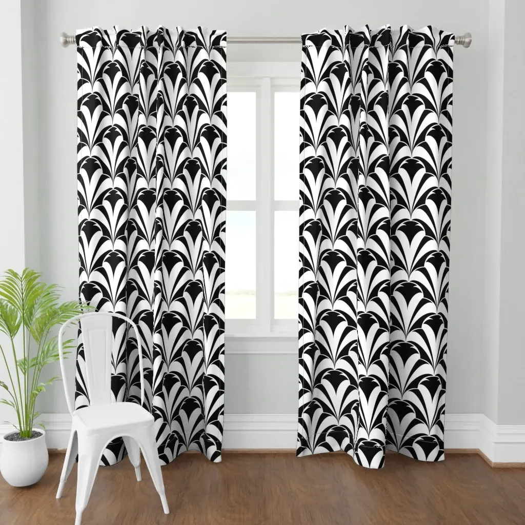 Art Deco Scallops Curtain Panel - Black product