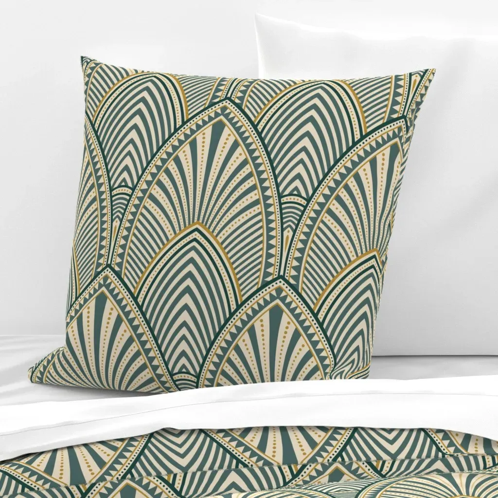 Art Deco Scallops Euro Pillow Sham - Teal product