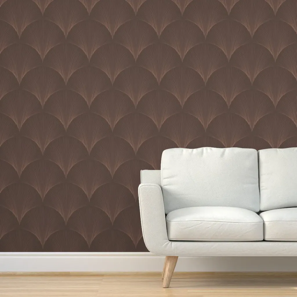 Art Deco Scallops & Lines Peel and Stick Wallpaper - Dark Brown product