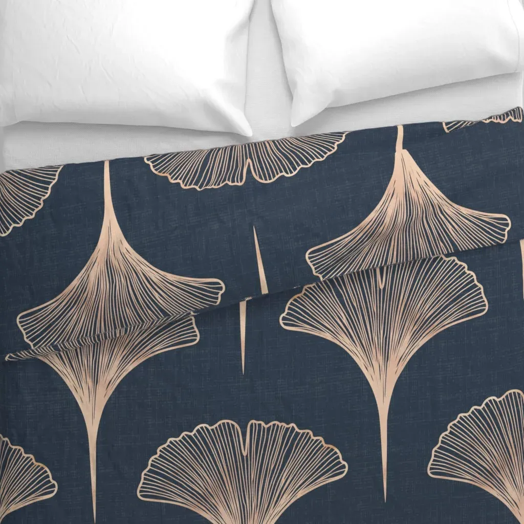 Art Deco Scallops Sw Naval Duvet Cover - Rose Gold alternate view