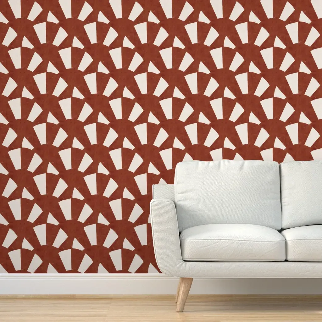 Art Deco Sculpted Radiance Peel and Stick Wallpaper - Burnt Orange product