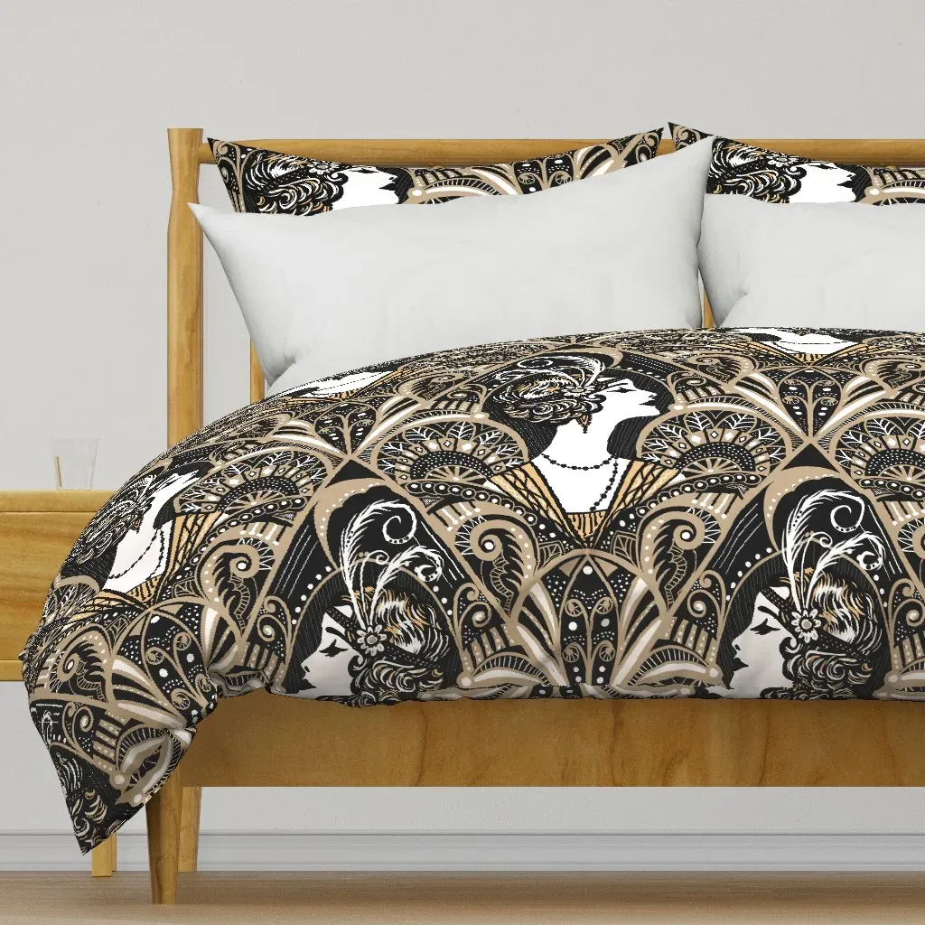 Art Deco Sepia Glamour Duvet Cover - Black product