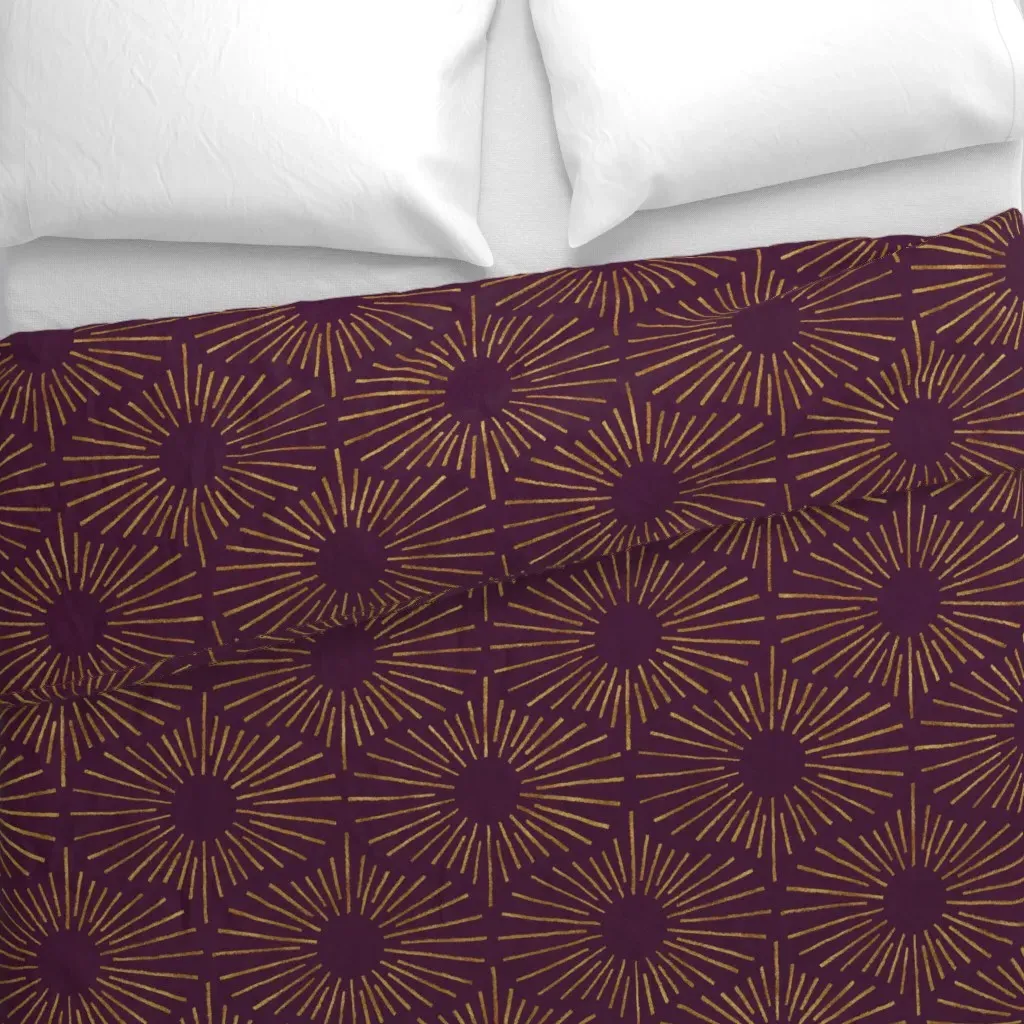 Art Deco Sunshine Duvet Cover - Burgundy alternate view