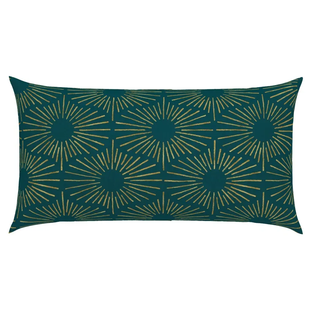 Art Deco Sunshine King Pillow Sham - Gold, Teal product