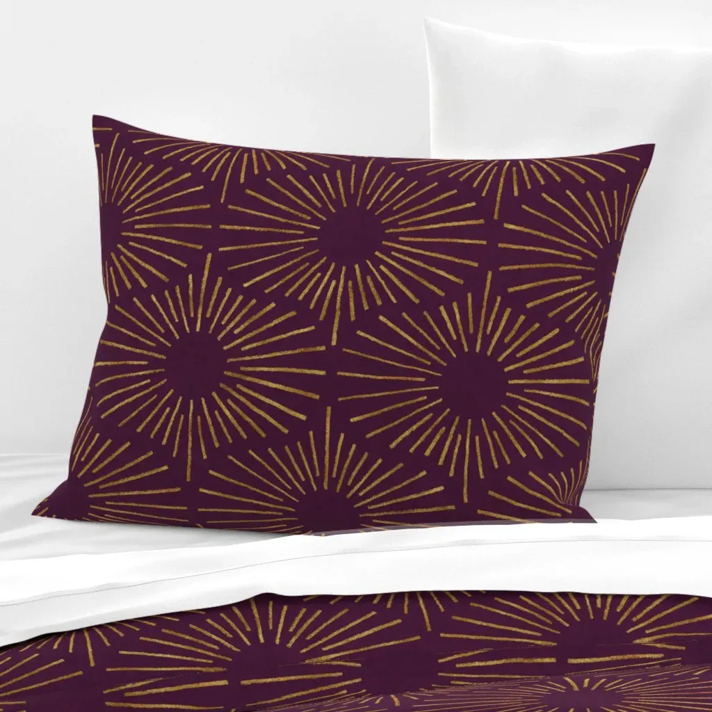 Art Deco Sunshine Standard Knife Edge Pillow - Burgundy, Cotton Sateen product