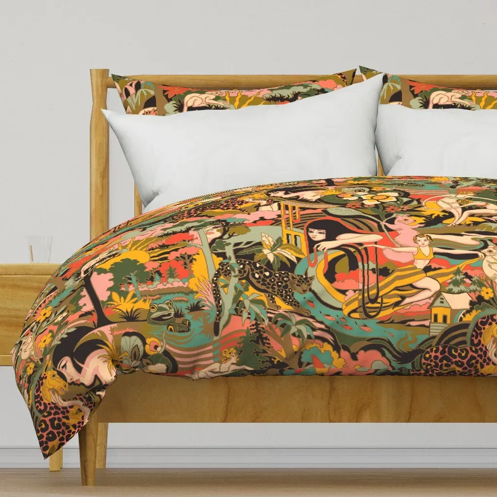 Art Deco Surrealism Duvet Cover - Mustard Yellow product