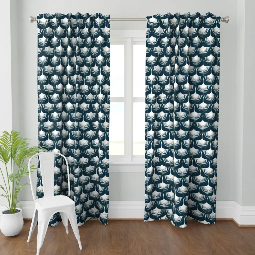 Art Deco Swan Curtain Panel - White product