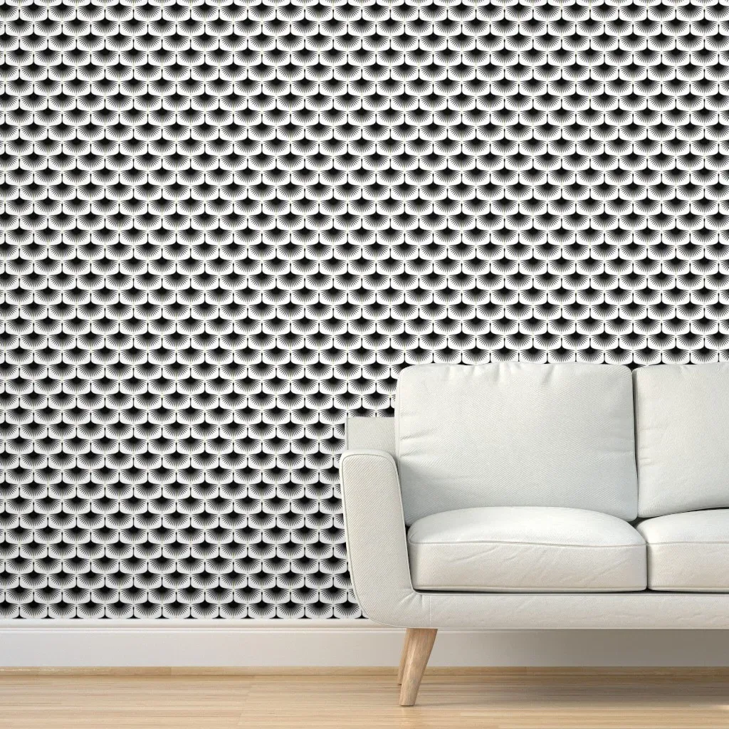 Art Deco Swan Peel and Stick Wallpaper - Black, White product