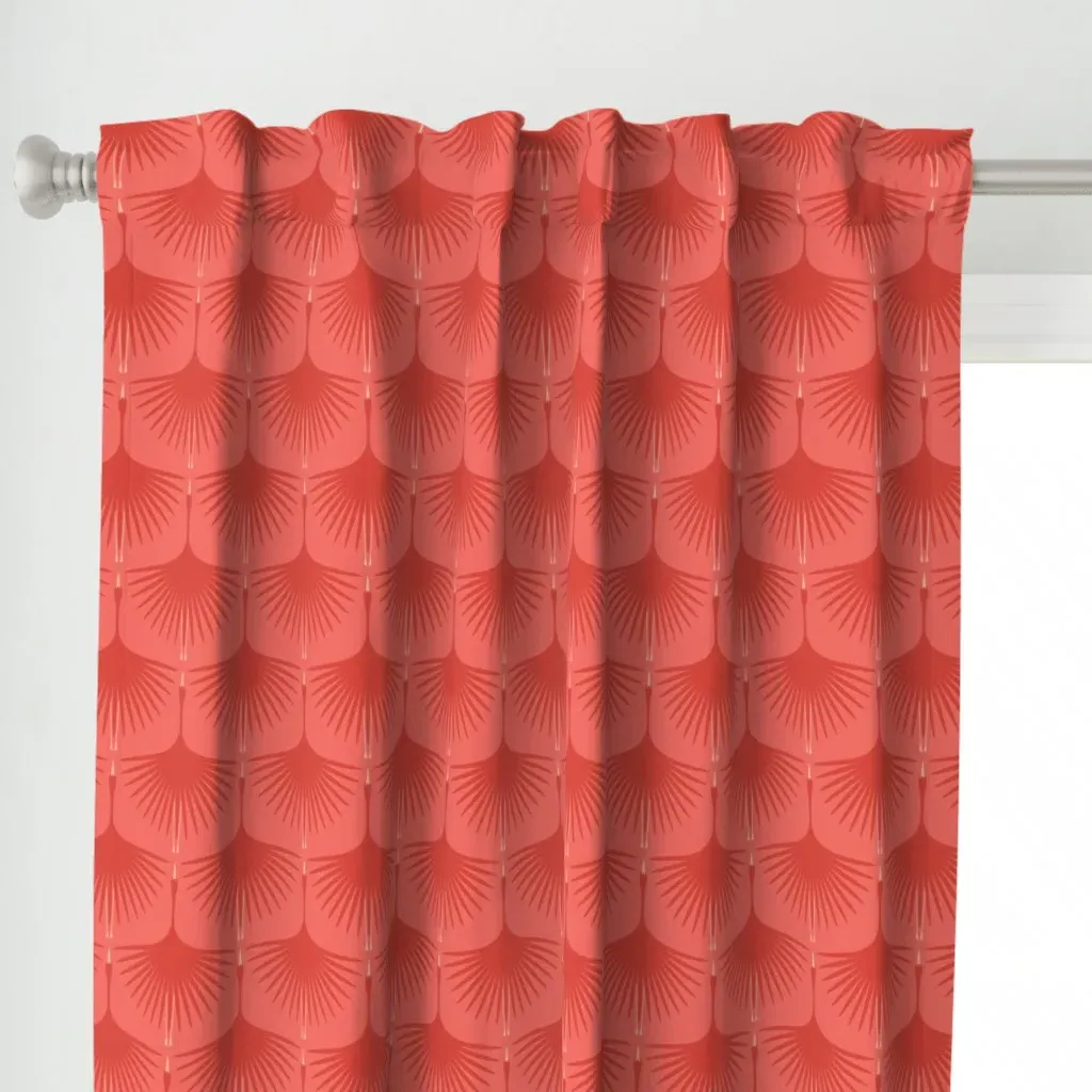 Art Deco Swans Curtain Panel - Coral alternate view