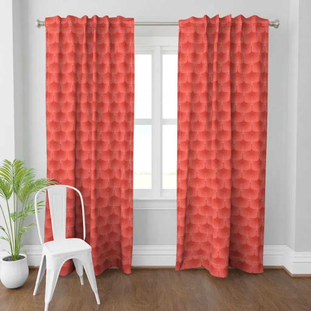 Art Deco Swans Curtain Panel - Coral product