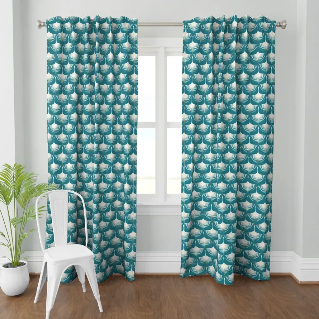 Art Deco Swans Curtain Panel - Teal product
