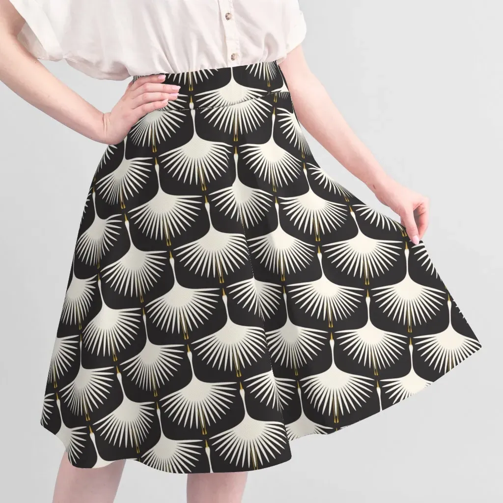 Art Deco Swans Custom Printed Fabric - Gray, White alternate view