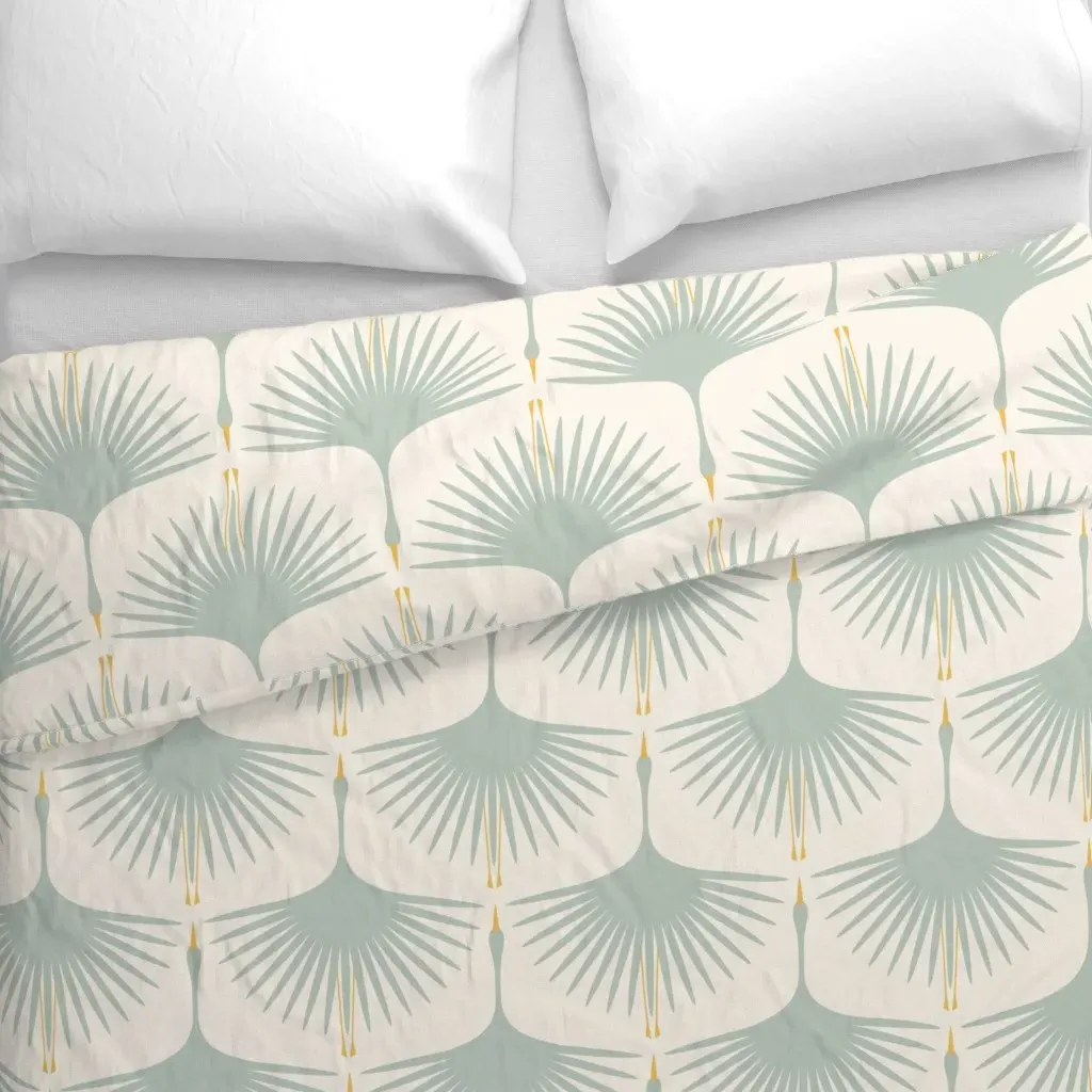 Art Deco Swans Duck Duvet Cover - Dusty Teal alternate view