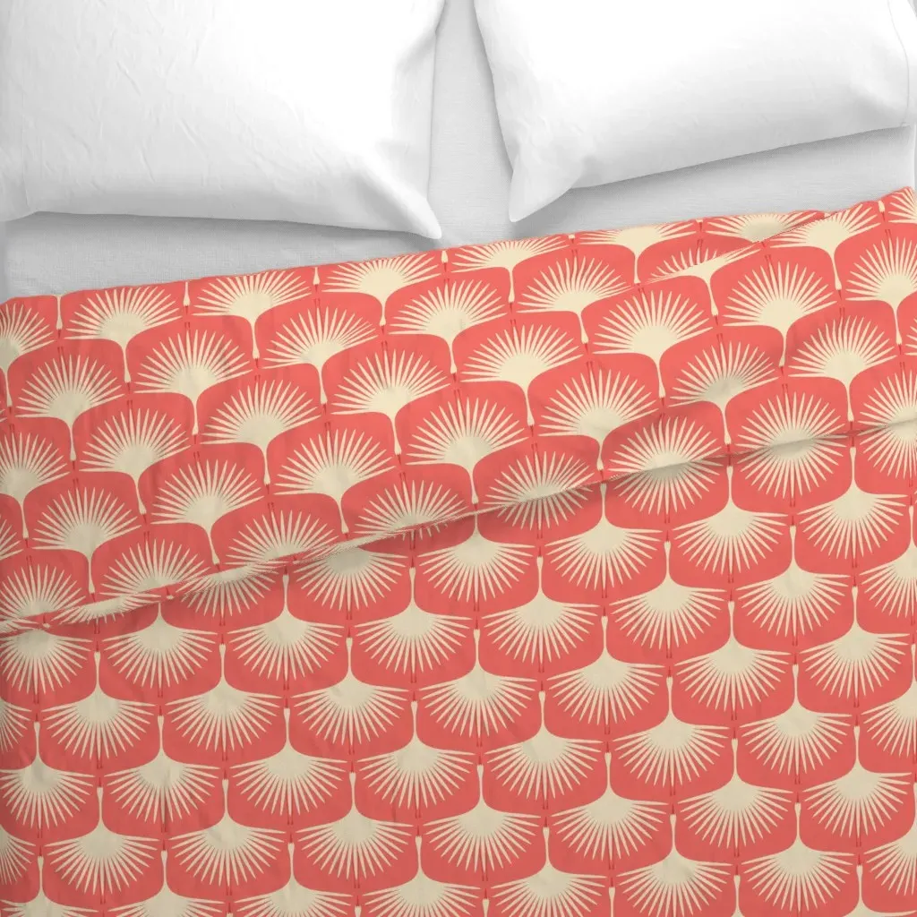 Art Deco Swans Duvet Cover - Coral alternate view