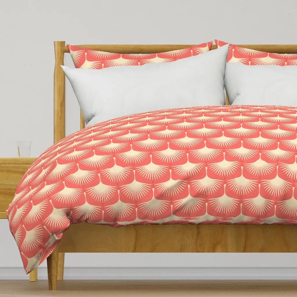 Art Deco Swans Duvet Cover - Coral product