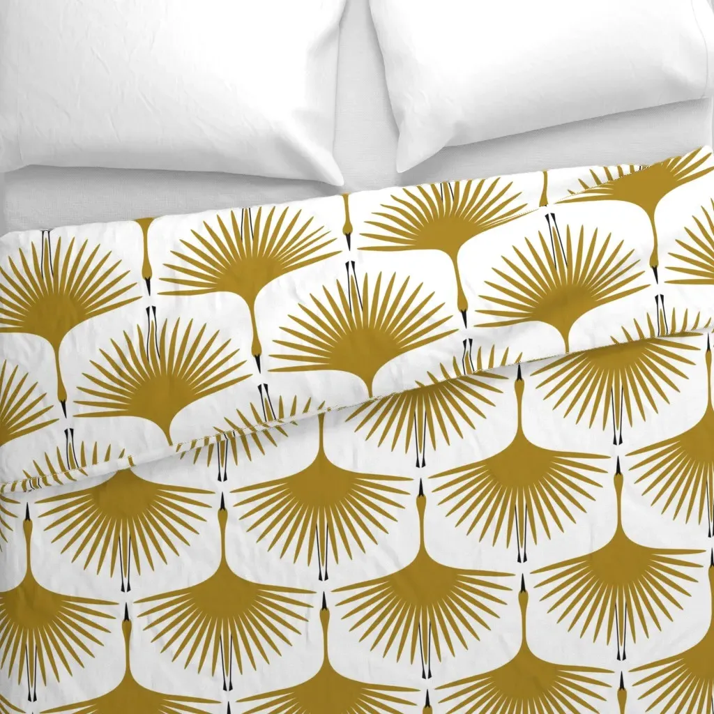 Art Deco Swans Duvet Cover - Golden Yellow alternate view