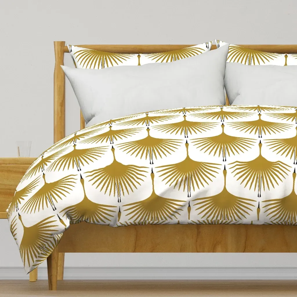 Art Deco Swans Duvet Cover - Golden Yellow product