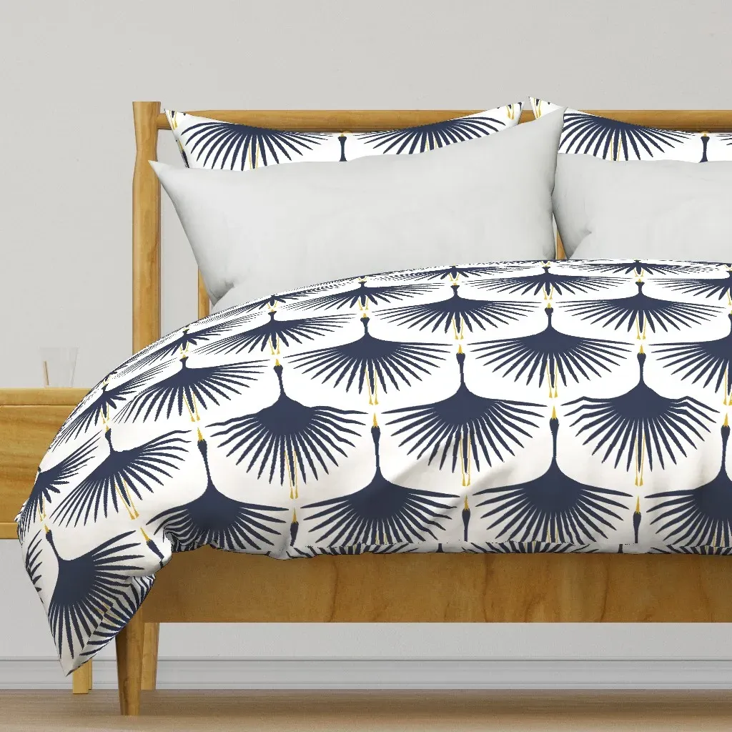Art Deco Swans Duvet Cover - Navy Blue product