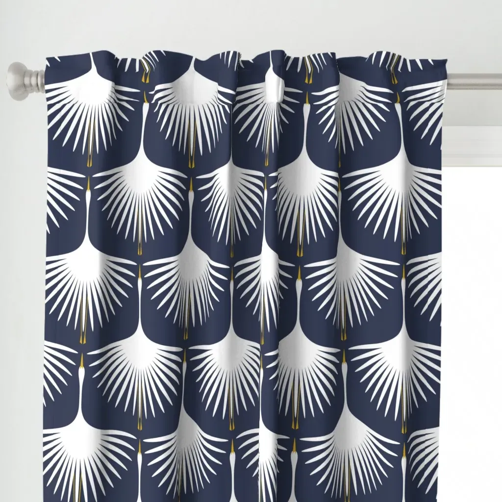 Art Deco Swans Epic Curtain Panel - White alternate view
