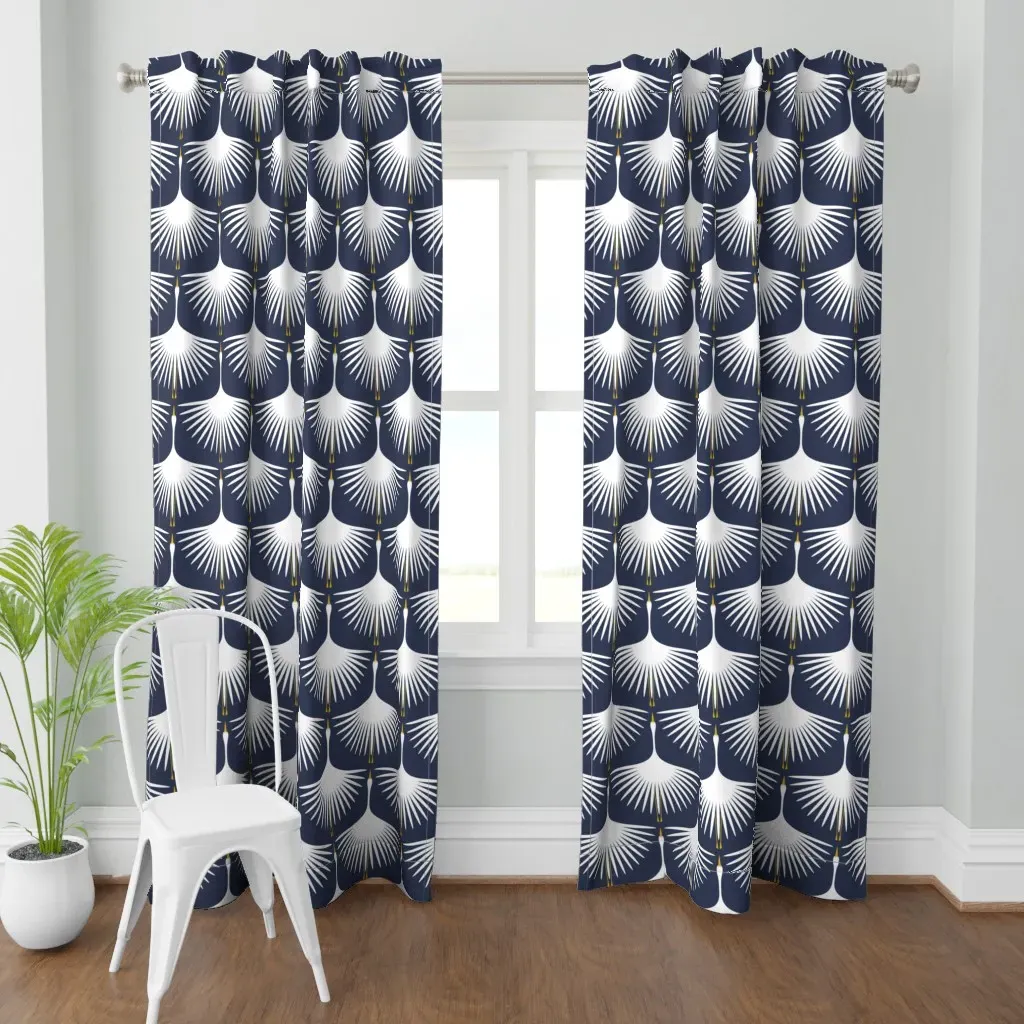 Art Deco Swans Epic Curtain Panel - White product